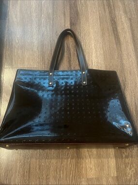 Arcadia Black Patent Leather Tote Bag